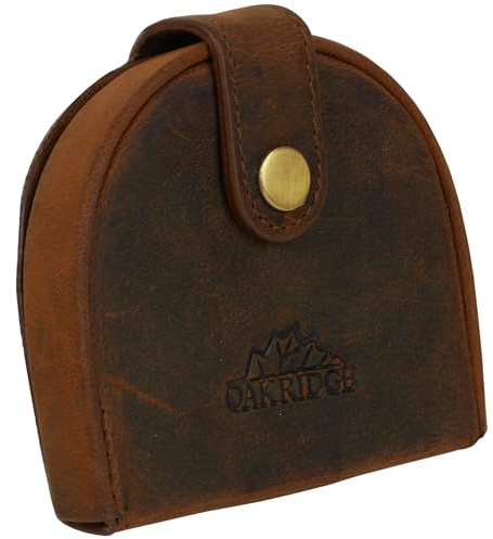 Oakridge Leather Mens Tray Coin Purse Pocket Size - Brown Hunter Leather