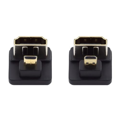 chenyang Pack de 2 adaptadores de conexión Micro HDMI macho a HDMI hembra 4K @ 60 Hz 180 grados en ángulo