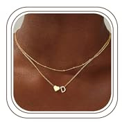 TINGN Gold Kette mit Buchstaben für Damen - 18 Karat Gold Vergoldet Buchstaben A-Z Herz Anhänger Kette Personalisierte Buchstaben Mehrreihige Halskette Geburtstagsgeschenk für Frauen Mädchen Schmuck