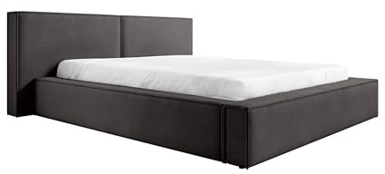 FEDVE Bett 200x200 Dunkelgrau - Lopra - Polsterbett 200x200 mit Bettkasten - Doppelbett 200x200 mit Bettkasten - Bett mit Stauraum - Schlafzimmer Bett mit Bettkasten 200x200