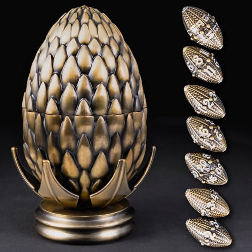 OUKELANWO Dragon Egg for DND Dice Set, Metal Dice with Gift Box, Ancient Role Playing Roulette Spinner Dice