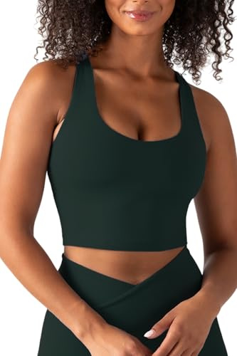 YITTY Active Sports Bra Tank, Tank Top for Women with Built-in Bra, Racerback, Removable Cups, Low-Impact Support for Yoga and Gym Everpine L