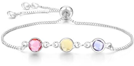 Y & Z Personalise Create Your Own Family Birthstone Bracelet Adjustable Ball Clasp Chain in Silver, Rose gold and Gold Colour Gift for Mother, Girl Friend, Wife with Gift Box