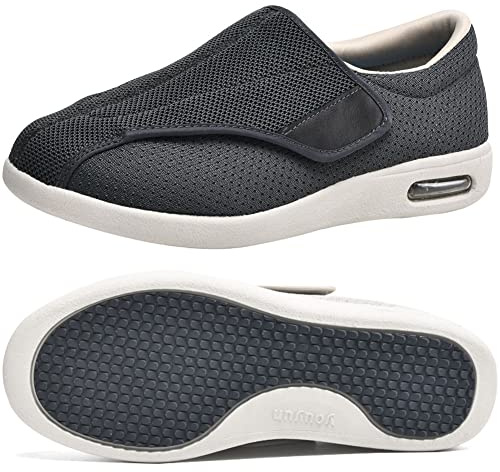 AZMAHT Zapatillas ortopedicas Mujer pie diabetico Zapatos pies Anchos Zapatos Hombre Extra Anchas Antideslizantes para Pies Hinchados Zapatos Especiales para Diabeticos,Gris,39 EU