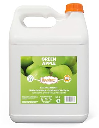Bauchem Detergente Pavimenti Green Apple per Robot, Macchine Lavapavimenti e Manuale, Auto Lucidante e Anti Impronta 5 L