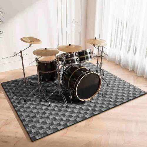 Schlagzeugteppich rutschfest Schalldicht Drum Teppich Drum Matte Trommelteppich Schlagzeug Matte Schalldichte Teppichpolster Elektronisches Jazz Schlagzeug Kit für Bass Snare Drum 110 x 80 cm