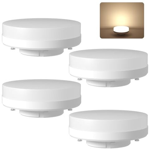 HCFEI GX53 LED Leuchtmittel 6W 230V warmweiß 2700K IP44 Deckenleuchte Unterbauleuchte Blinkfrei Strahler (4 Stück (1er Pack))