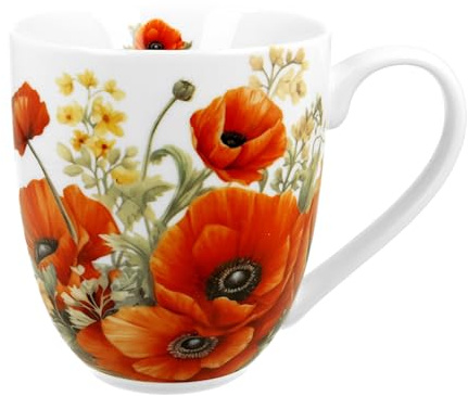 DUO FLOWER CLASSIC XXL Becher 1000 ml POPPIES New Bone China Porzellan