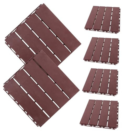 jojofuny Piastrelle Ad Incastro Per Esterni in Plastica Con Texture 6 Pezzi Per Portico Design Non Moderno