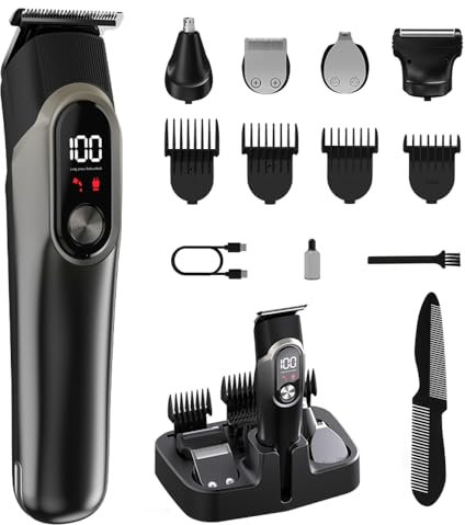 Beard Trimmer Men Rechargeable All-in-One Style Kit, Shaving Kit with 16-in-1 Trimmer for Beard, Nose & Ear, Body, Manscaping, Hair Clippers & More, Holiday Gifts for Men