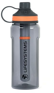 Lifesystems Water Filter Purifier Bottle for Travel and Everyday Use Removes Viruses, Bacteria, Chemicals and Microplastics, 1 Litre, Grey