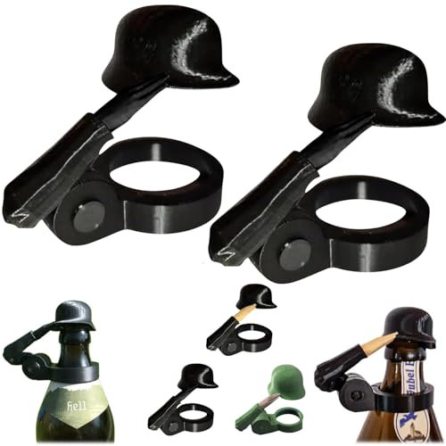 Flaschenverschluss Bierflaschen,Soldier Salute Bierflaschenhelm,wiederverwendbare Neuheit dekorative Kappe,einzigartiger Deckel,staubdichte Protektoren,ideal für Party,Bars,Veteranen (2XA)
