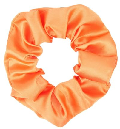 4 Stück Damen Satin Haargummi,Seiden Haarband Weich Elastisch Hair Scrunchies Stoff Haargummis Haarbänder Pferdeschwanz-Halter Haarschmuck für Frauen Feine und Dicke Haare,Orange