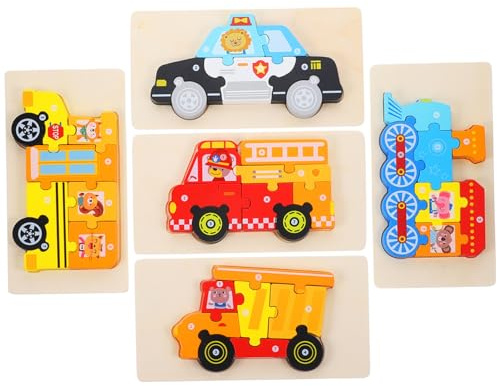 PERSELOSO 5sätze Holz Puzzlespielzeug Für Kleinkinder Jahre Lernpuzzlespielzeug Mit Glatten Kanten Für Sichere Entwicklung Und Farb-Form-erkennung
