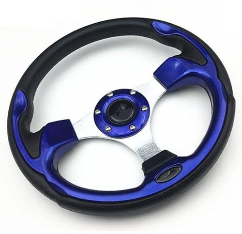 Volante Sportivo Auto, Volante a Calice Volante universale mini drifting 320mm (13 pollici) auto da corsa PVC. Modifica telaio in alluminio leggero(Blue)