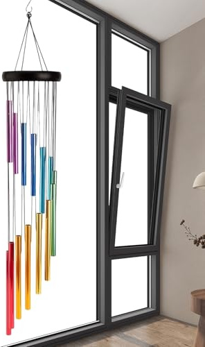 Carillon éolien bruyant Mémorial Mémorial Wind Chimes | 12 Tubes Assortis 3,34 pouces de Diamètre Cloches 23,6 pouces Longueur Étanche Décoration Musique pour Balcon Porte D'entrée Méditation