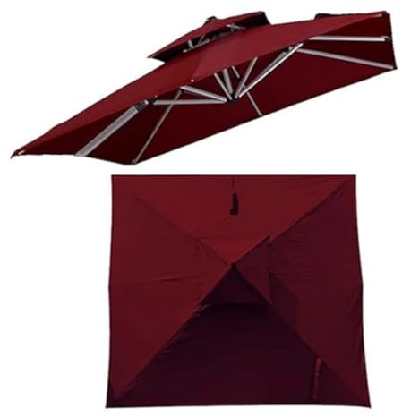 Copertura di ricambio per ombrellone quadrato grigio chiaro, 3 x 3 m, per esterni, patio, offset, con 8 stecche, tessuto per ombrellone da giardino