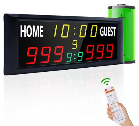 YZ 16-Zoll-Großanzeigetafel mit Fernbedienung, helle LED-Anzeigetafel für Spiele im Freien, Digitale Anzeigetafel mit Timer-Uhr, tragbarer Punktezähler für Fußball/Basketball/Cornhole/Volleyball