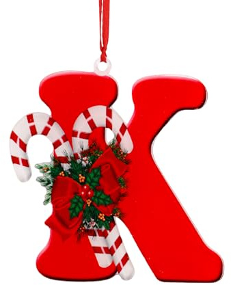 Weihnachtsbaumschmuck Buchstaben, 26 Buchstaben Personalisierter Weihnachtsbaumschmuck Hängender Anhänger für Partys Zuhause Basteln Dekorationsbedarf (K)