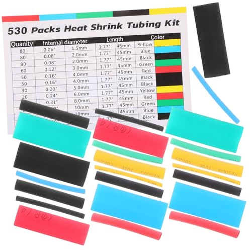 TEHAUX 530 pièces Kit de Tubes Thermorétractables Colorés Isolants pour Câbles Manchons Électriques Industriels et Automobiles Gaine Étanche et Résistante pour Protection et Réparation