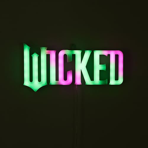 Wicked the Movie Neon LED Hanging Wall Art, Decorative Lighting for Kids Bedroom & Playroom Wall Décor, 4.4” x 8.94”