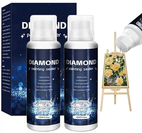 Diamond Painting Sealer 2 Bottles, 240 Ml Diamond Art Sealer, with Sponge Head, Suitable for Diamond Painting, Puzzles and DIY Craft Anti-Shedding & Enhance Brightness