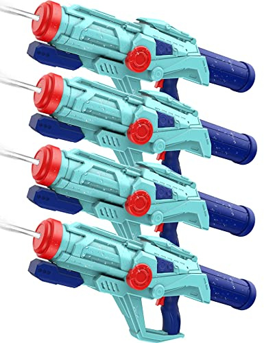 Wasserpistole mit Großer Reichweite Kinder & Erwachsene, 4 PCS Super Spritzpistolen mit 750ML Tank, 22 XXL Größe, 10M Schussreichweite, Sommer-Spielzeug für Garten und Outdoor-Wasserschlachten
