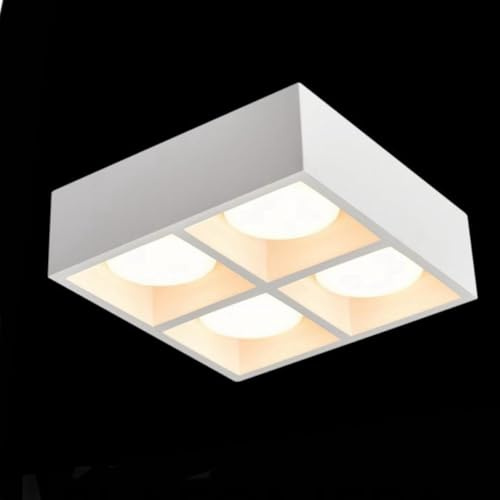 TEKHOME Plafoniera da Soffitto in Gesso Bianco a 4 Luci, Design Moderno Quadrato, Attacco GX53, per Cucina Corridoio Soggiorno, Lampadine Non Incluse – GS-C38-4