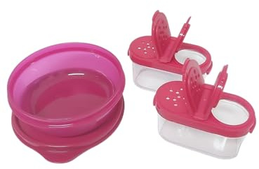Tupperware Hitparade 300ml weinrot + Air-Lock 2er Set Gewürz-Zwerge Gewürzzwerge Salz- und Pfefferstreuer Gewürze Gewürz-Zwerg 2 x 125ml transparent rot