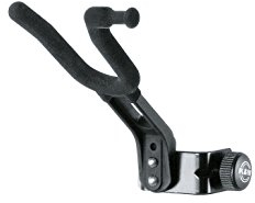 K&M 15580 Violinen-Halter Schwarz - flexible Klemmvorrichtung mit Bogenhalter, Filzbezug - für Geige und Bratsche