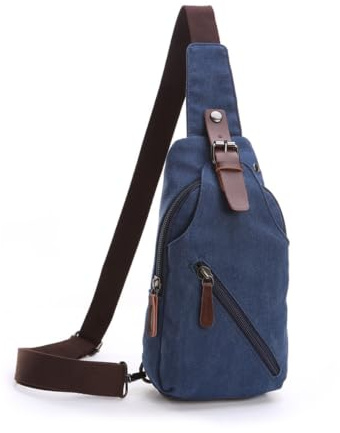 FANDARE Retro Brusttasche Segeltuch Schultertasche Herren Damen Sling Bag Crossover Rucksack Umhängetasche Sporttasche für Outdoor Reisen Wandern Abenteuer Sport Crossbody Bag