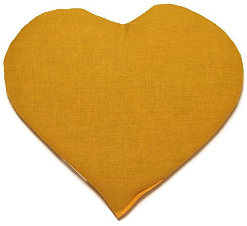 Cuscinetto a forma di cuore con semi di lino - 30 x 25 cm giallo-mango - Cuscino termico - Microonde, forno e frigorifero