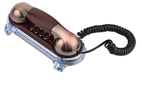 Télefono Retro/Telefono Fijo Vintage con Cable, Contenedores Teléfono Retro Europeo, Teléfono Antiguo para Hogar con Textura de Metal/Resistencia al Desgaste/Doble Ubicación (Cobre Rojo)