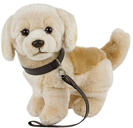 Teddys Rothenburg Kuscheltier Golden Retriever/Labrador hell mit Leine 23 cm blond Plüschhund Stofftier Plüschtier Kinder Baby Spielzeug by Uni-Toys