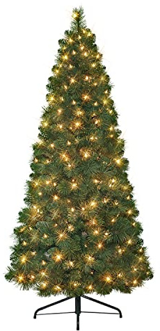 6.5 ft Pre-lit Wall Half Tree, 437 Tips, 150 UL Clear Incandescent Lights