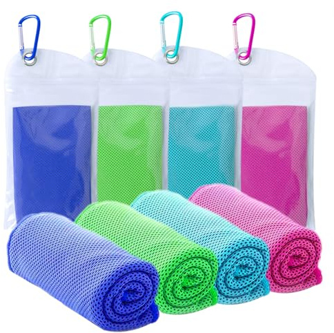 SZELAM Confezione da 4 asciugamani rinfrescanti (101.6x30.5 cm), strofinacci per collo, asciugamano per ghiaccio, sport, palestra e molto altro ancora, asciugamani bagnati rinfrescanti per il collo