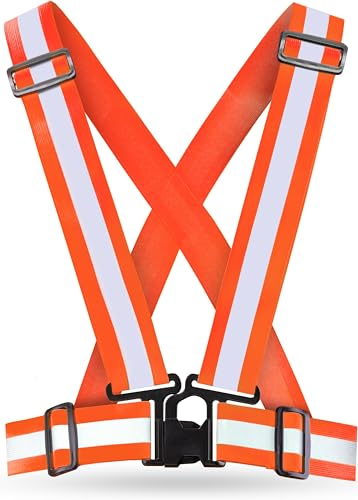 AVANA Chaleco reflectante de seguridad reflectante, chaleco de seguridad ajustable, ligero, alta visibilidad, correr, bicicleta, moto, para adultos y jóvenes, juego de 2 (naranja)