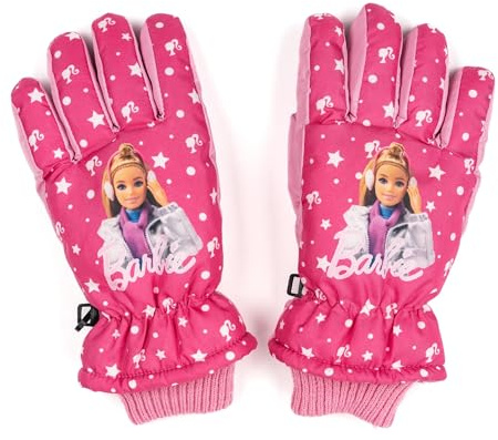 United Labels Barbie barn vinter skidhandskar för flickor, vinterhandskar vattentäta och vindtäta, snöhandskar, varma handskar för snowboard och skidåkning rosa (rosa, 5–7 år)