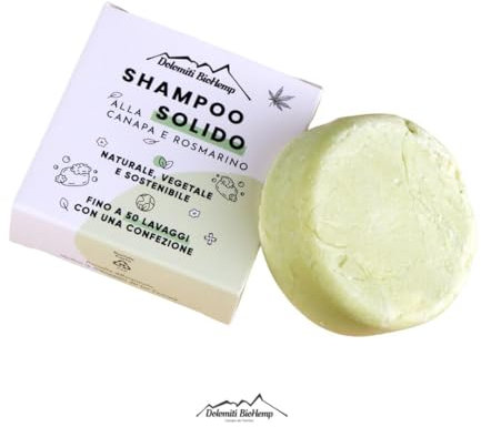 Dolomiti BioHemp Shampoo Solido all'Olio di Semi di Canapa e Rosmarino - 100% naturale - Lenitivo - Ideale per cute delicata