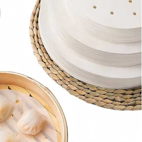 HSTWODE 1000 Stück Lebensmittel-Silikon-Backpapier, rundes Antihaft-Backpapier für Pfannen, Grills, Dampfgarer, Burger-Patties (12“ (30,5cm) Weiß)