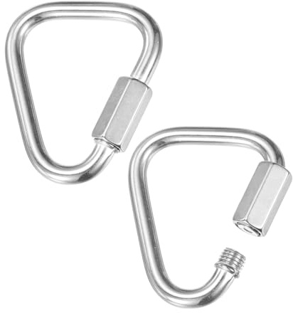 M METERXITY 2er-Pack Schnellkettenverbinder M6 1/4 316 Edelstahl Silber | Dreieckige Verriegelungsreparaturkettenglieder, Für Schaukeln/Camping/Wandern/Rucksack, Drehverschluss