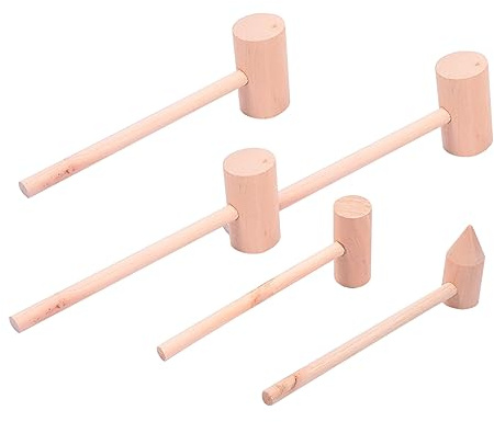 TOYANDONA 5pcs Mallets Small Hammers Wooden Hammer Mallet Boy Girl Toy Toys for Year Old