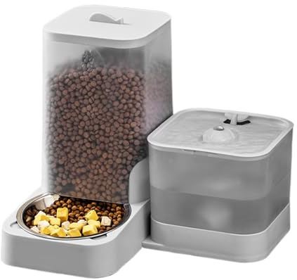 Distributeur Automatique pour Chats - Mangeoire Automatique avec Dispensateur De Nourriture | Réservoir de Stockage pour Aliments avec Bol en Acier Inoxydable -
