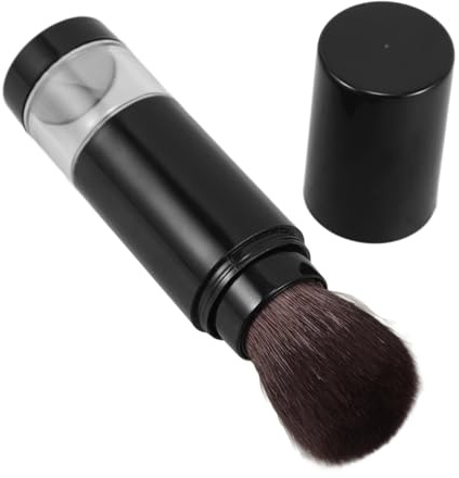 OFFIGAM Brocha de Maquillaje Portátil Multifuncional con Dispensador Automático para Colorete y Polvo Suelto para Viaje y Aplicación Rápida Rostro y Ojos