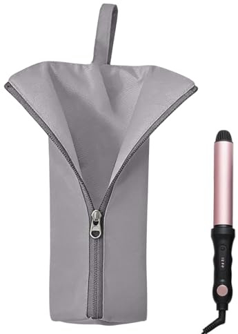 Ruwshuuk Curling Iron resväska, värmebeständig plattång, dammtät locktång förvaringsväska för sminkstation RV badrum sminkbord resa frisör, Grått, Refer to description, Unisex