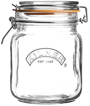 Kilner 1 Litre Square Glass Cliptop Food Storage Jar