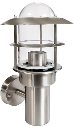 Maxkomfort Außenwandleuchte aus Edelstahl und Glas mit E27 Fassung Außenlampe Wandleuchte Lampe Lampen 251A