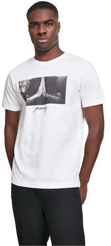 Mister Tee Camiseta Pray de Mangas Cortas para Hombre con Estampado Frontal, Moda Urbana Callera, en Algodón, Distintos Colores, Tallas XS-5XL