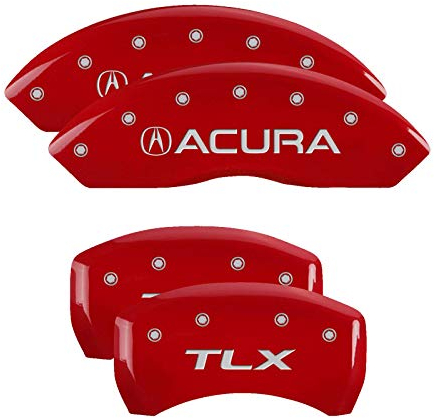 MGP Caliper Covers 39018STLXRD Red Pulverbeschichtung Acura/TLX gravierte Messschieberabdeckung mit silbernen Zeichen, 4 Stück