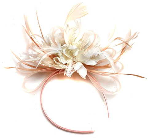 Fascinator mit Federn, Lachs und Cremefarben, für Damen
